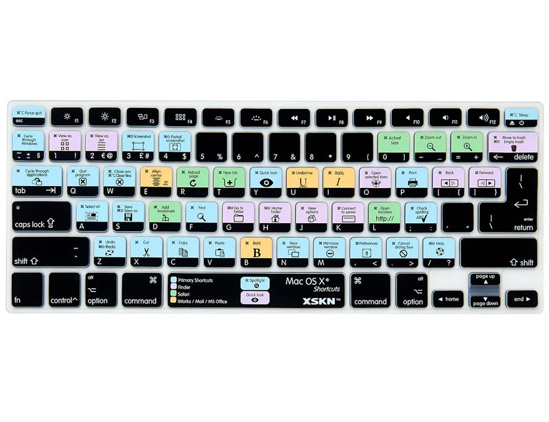 [Australia - AusPower] - XSKN Mac OS X Shortcut Silicone US and EU Common Version Keyboard Skin Cover for 2015 and Before 2015 Released MacBook Air Pro 13 15 17 Inch A1278 A1286 A1297 A1342 A1369 A1398 A1425 A1466 A1502 A1314 