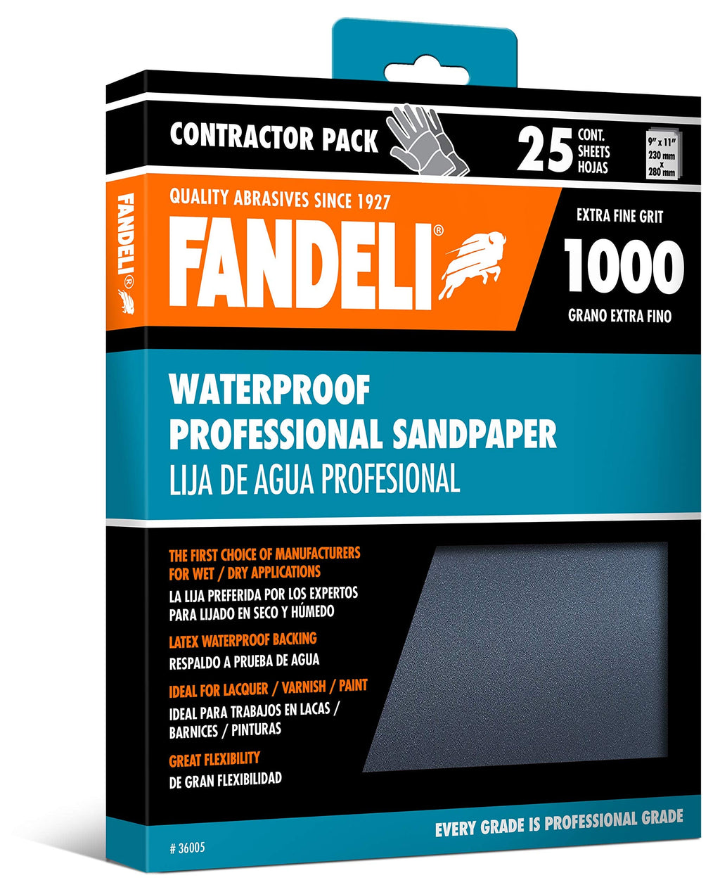 [Australia - AusPower] - Fandeli 36005 1000 Grit Waterproof Sandpaper Sheets, 9" x 11", 25-Sheet 