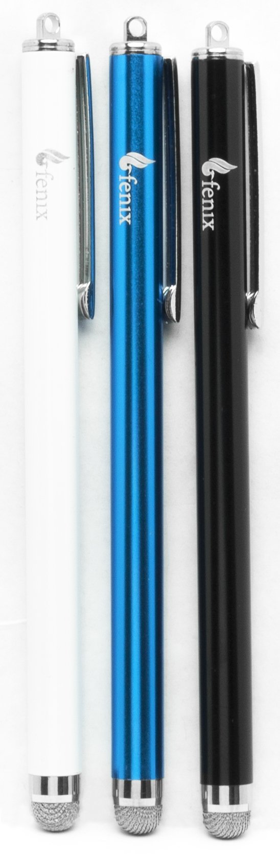 [Australia - AusPower] - Fenix - Set of 3 [Black, Blue, White] Stylus Pen with Micro Knit Hybrid Fiber Tip for iPhone 4/5/5c/6/6+, iPad/iPad Air/iPad Mini, Samsung Galaxy S4/S5/S6/Edge, Kindle Fire, Surface Pro and More 