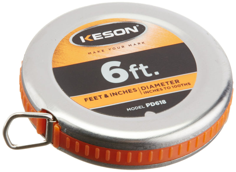 [Australia - AusPower] - Keson PD618 Diameter Measuring Tape with Steel Blade and Case, 1/4-Inch by 6-Foot 
