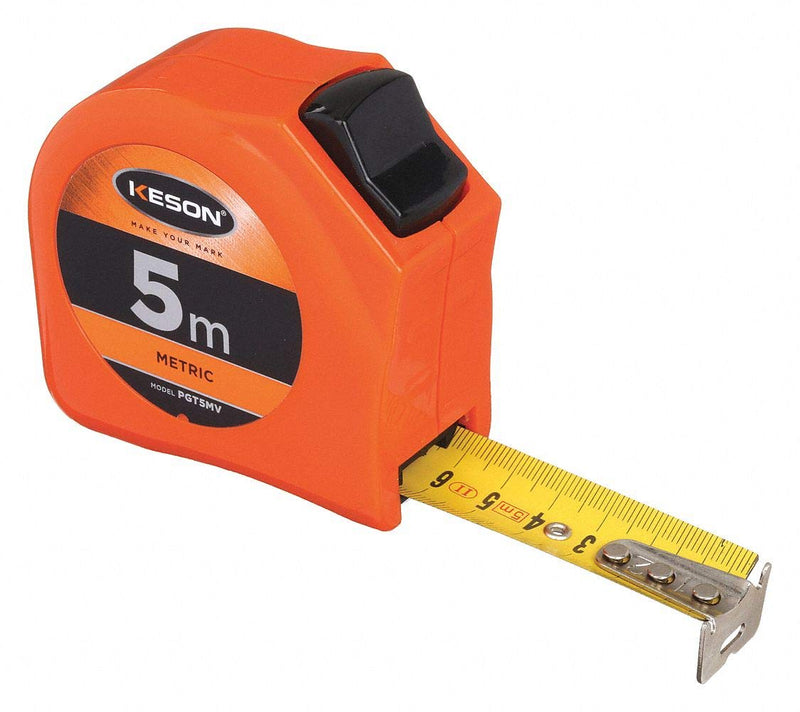 [Australia - AusPower] - Keson PGT5MV Short Tape Measure with Nylon Coated Steel Blade and Toggle Lock (Graduations: m, cm, mm), 25mm by 5-Meter 