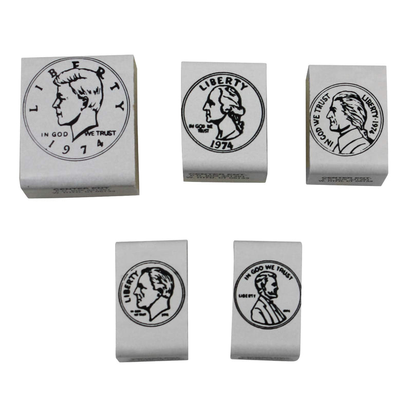 [Australia - AusPower] - READY 2 LEARN Coin Stamps - Heads - Set of 5 - Wooden Stamps for Currency, Math and DIY Activities - Use for Flashcards, Worksheets, Cards, Albums and Scrapbooks 