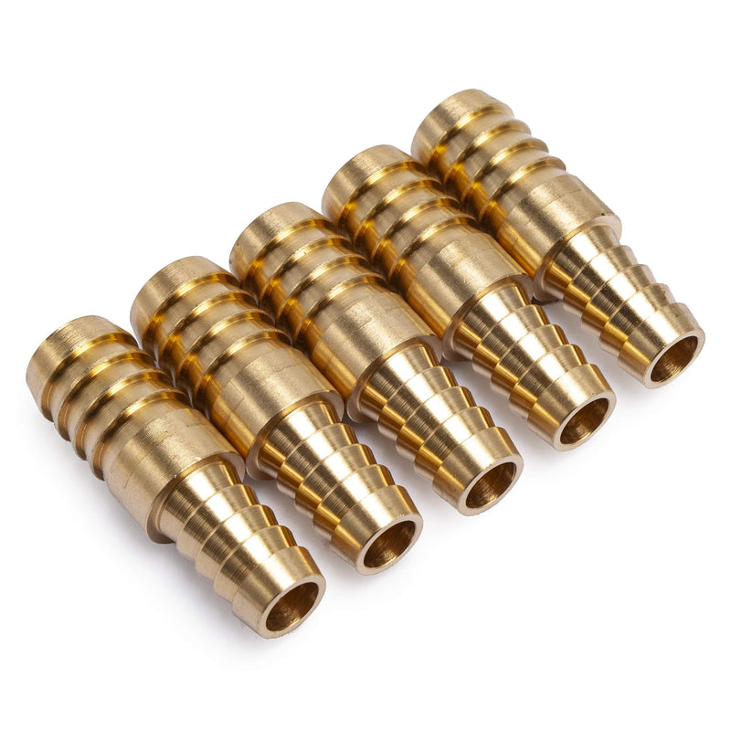 [Australia - AusPower] - LTWFITTING Brass Barb Hose Reducing Splicer Mender 3/8-Inch ID Hose x 1/2-Inch ID Hose Fitting Air Water Fuel Boat(Pack of 5) 