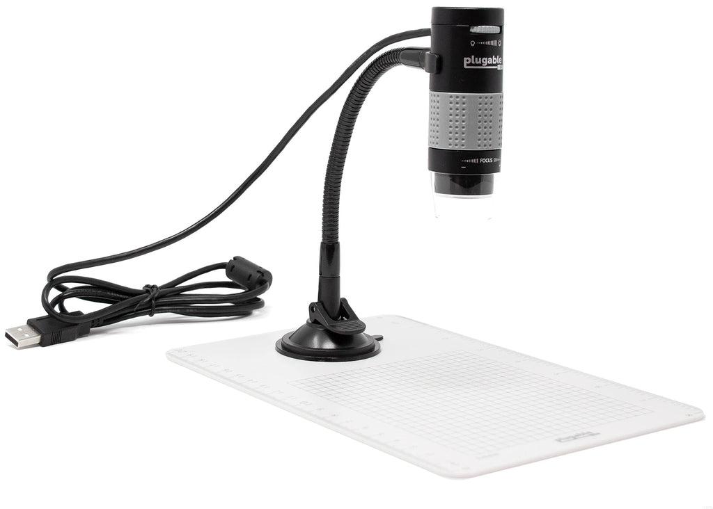 [Australia - AusPower] - Plugable USB Digital Microscope with Flexible Arm Observation Stand Compatible With Windows, Mac, Linux (2MP, 250x Magnification) 