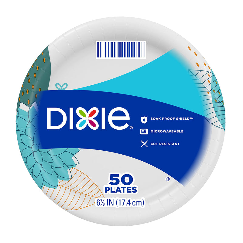 [Australia - AusPower] - Dixie Everyday Paper Plates, 6 7/8", Dessert or Snack Size Printed Disposable Plates, 50 count (1 Pack of 50 Plates) 
