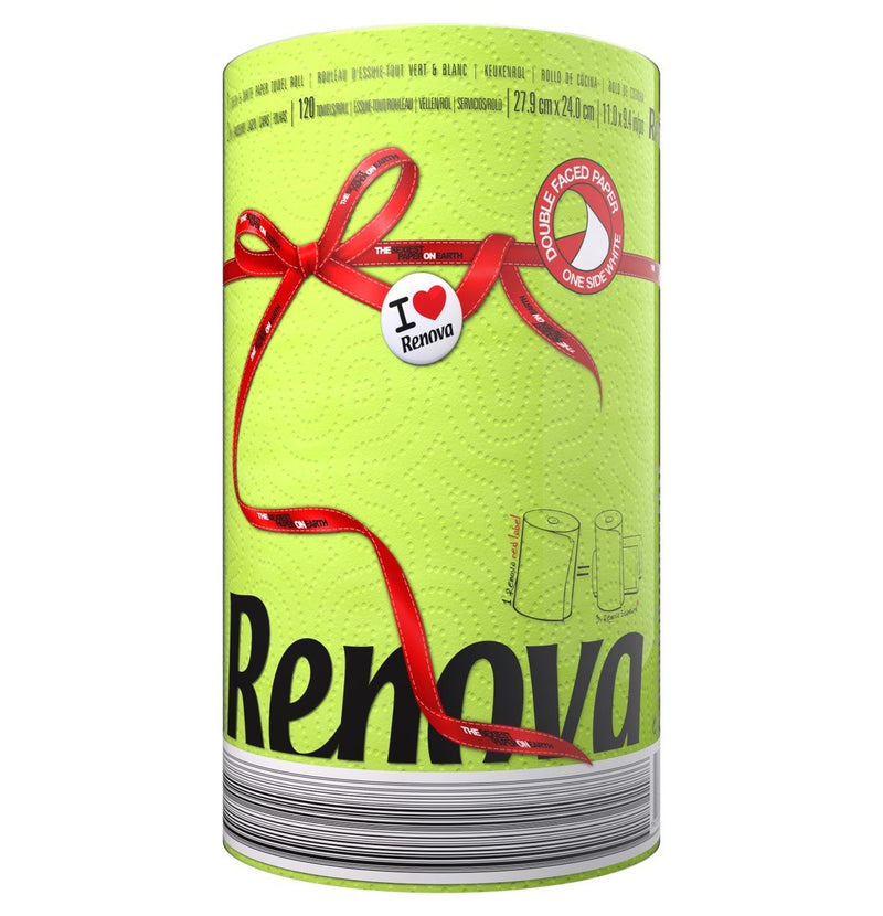 [Australia - AusPower] - Renova Luxury Colored Paper Towel Jumbo Roll 2-Ply-120 Sheets Lime Green 
