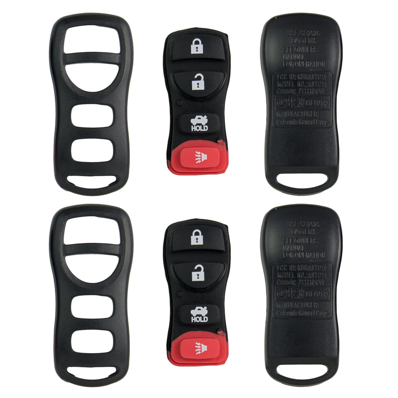 [Australia - AusPower] - Keyless2Go Replacement for New Shell Case and 4 Button Pad for Remote Key Fob with FCC KBRASTU15 - Shell ONLY (2 Pack) 