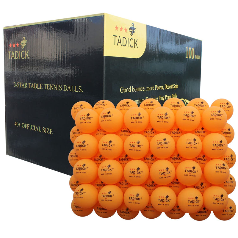 [Australia - AusPower] - TADICK 100 Pack 3-Star Quality Training Ping Pong Ball Premium Table Tennis Balls orange 