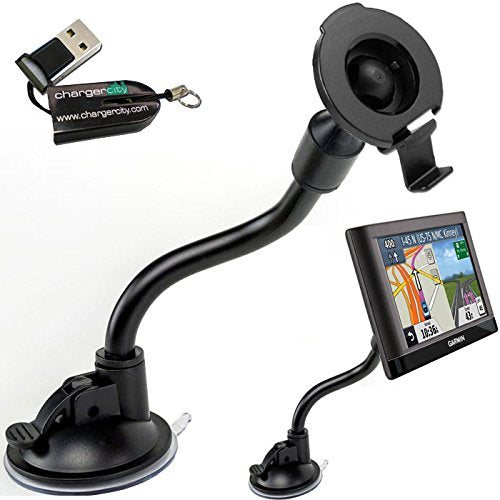 [Australia - AusPower] - ChargerCity 8inch Bendy Suction Car Holder Mount for Garmin Nuvi Drive DriveSmart 2639 2689 2699 42 44 51 52 54 55 56 57 58 60 61 62 63 64 65 66 67 68 LM LMT LMTHD GPS (010-11983-00) 