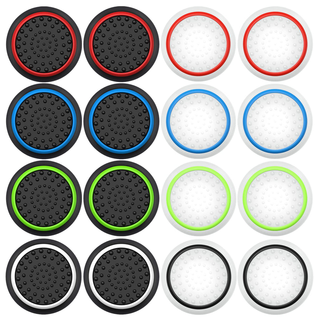 [Australia - AusPower] - XFUNY 8 Pairs/16 PCS Replacement Silicone Analog Controller Joystick Luminous Thumb Stick Grips Caps Cover for PS4 PS3 PS2 Xbox One/360 Game Controller 