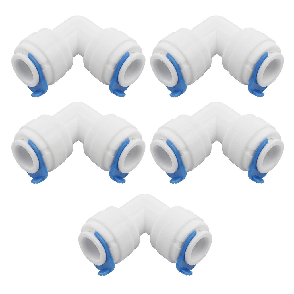 [Australia - AusPower] - 3/8 -Inch x 3/8 -Inch Tube Push Union Elbow Quick Connect for RO Water Filter Fitting Pack of 5 