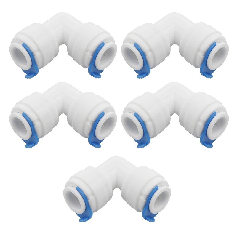 [Australia - AusPower] - 3/8 -Inch x 3/8 -Inch Tube Push Union Elbow Quick Connect for RO Water Filter Fitting Pack of 5 