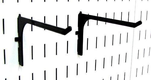 [Australia - AusPower] - Wall Control Pegboard 6in Reach Extended Slotted Hook Pair - Slotted Metal Pegboard Hooks for Wall Control Pegboard and Slotted Tool Board – Black 