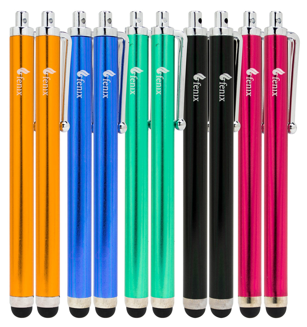 [Australia - AusPower] - Fenix Universal Stylus Pen with Soft Rubber Tip, Blue, Green, Yellow, Red and Black (Pack of Ten) Blue, Green, Yellow, Red and Black (Pack of Ten) 