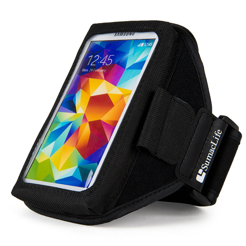 [Australia - AusPower] - SumacLife Nylon Neoprene Large Size Smartphone Armband with Headphone Strap - Retail Packaging - Black 