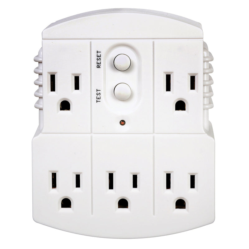 [Australia - AusPower] - Tower Manufacturing 30440003 Auto-Reset 15 AMP Grounded 3-Prong GFCI 5-Outlet Adapter, White 