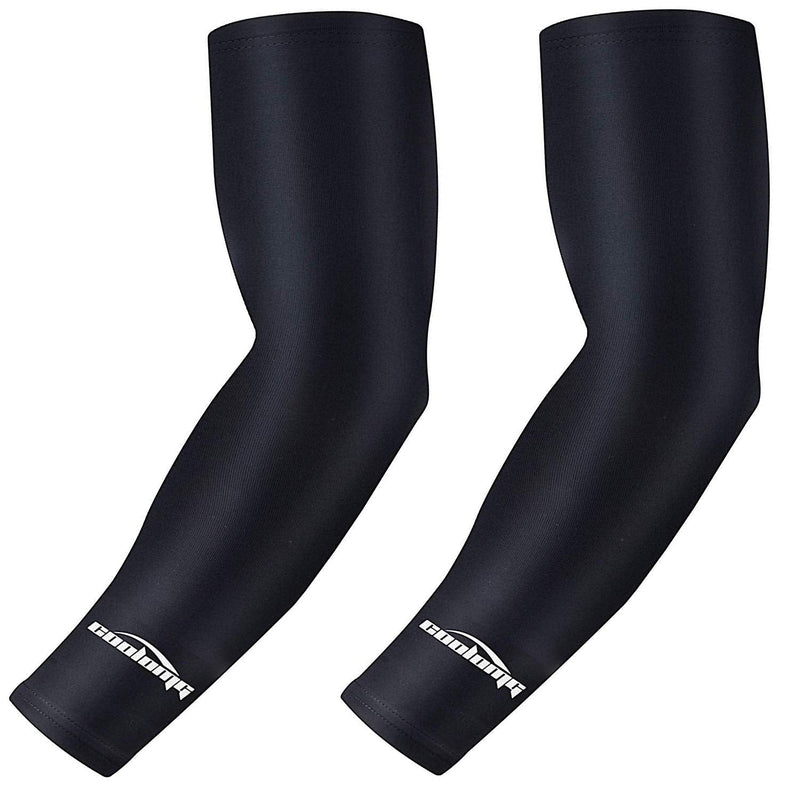 [Australia - AusPower] - COOLOMG Compression Arm Sleeves Youth Kids for Basketball Football Baseball 1 Pair Black Large 