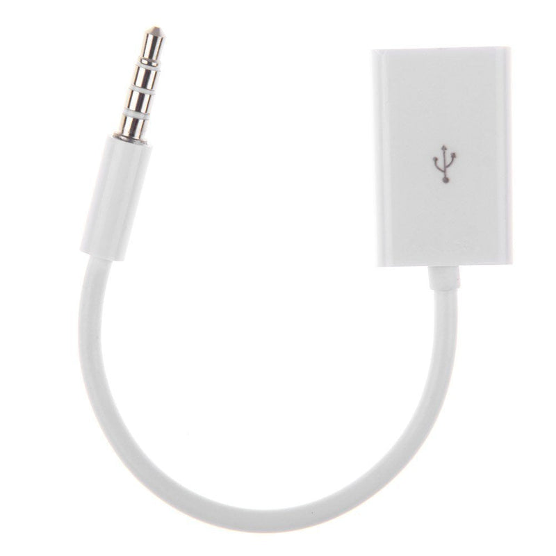 [Australia - AusPower] - Efanr [2 Packs 3.5mm Male Car AUX Audio Plug Jack to USB 2.0 Female Adapter Converter Cord Cable White 