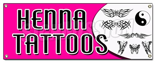 [Australia - AusPower] - Henna Tattoos Banner Sign Natural Long Lasting Temporary Parlor Artist 