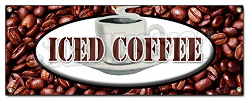 [Australia - AusPower] - ICED Coffee Banner Sign Fresh Brewed Cold ice Latte Mocha Frappe Java 