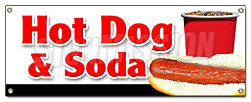 [Australia - AusPower] - HOT Dog & SODA Combo Banner Sign All Beef Drink Frank Meal Deal Chili 