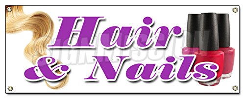 [Australia - AusPower] - Hair & Nails Banner Sign Coloring Manicurist Pedicure perms Stylist 18''x48" 