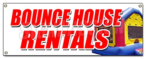 [Australia - AusPower] - Bounce House RENTALS Banner Sign Party photobooth Inflatable Moonwalk 18''x48" 