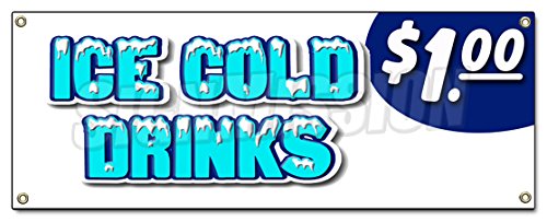 [Australia - AusPower] - Ice Cold Drinks 1 Banner 18" x 48" Heavy Duty 13 oz Vinyl Banners with Grommets Single Sided 18''x48" 