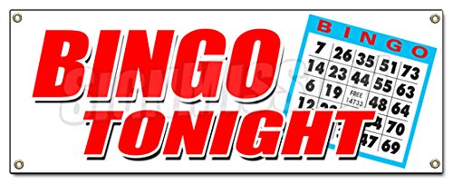 [Australia - AusPower] - Bingo Tonight Banner Sign Public Welcome Free Cards Cash Play Win 18''x48" 