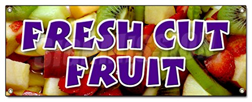 [Australia - AusPower] - Fresh Cut Fruit Banner Sign Watermelon Melon Cantaloupe Apple Orange 