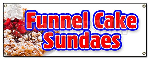 [Australia - AusPower] - Funnel Cake Sundae Banner Sign Hot Warm Delicious Sweet Food 