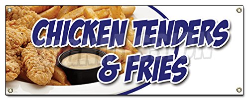 [Australia - AusPower] - Chicken TENDERS & Fries Banner Sign Fried Hot Fresh Crispy Special Food 18''X 48" 