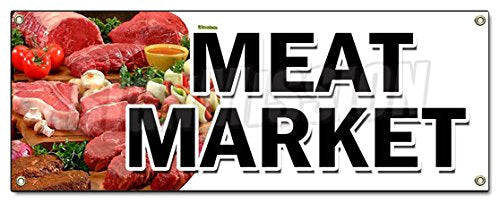 [Australia - AusPower] - Meat Market Banner Sign Butcher Gourmet USDA Prime Pork Chicken Corn 