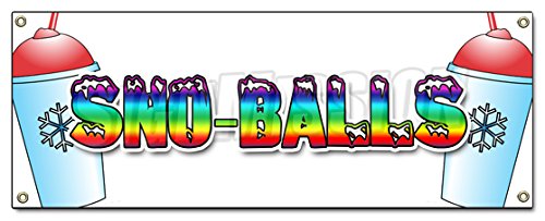 [Australia - AusPower] - SNO-Balls Banner Sign Snowcones Water Ice Italian Shaved Ice Cold Fruit 