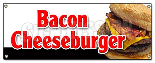 [Australia - AusPower] - Bacon Cheeseburger Banner Sign Lunch Dinner Special Food Value Fries 18''x48" 