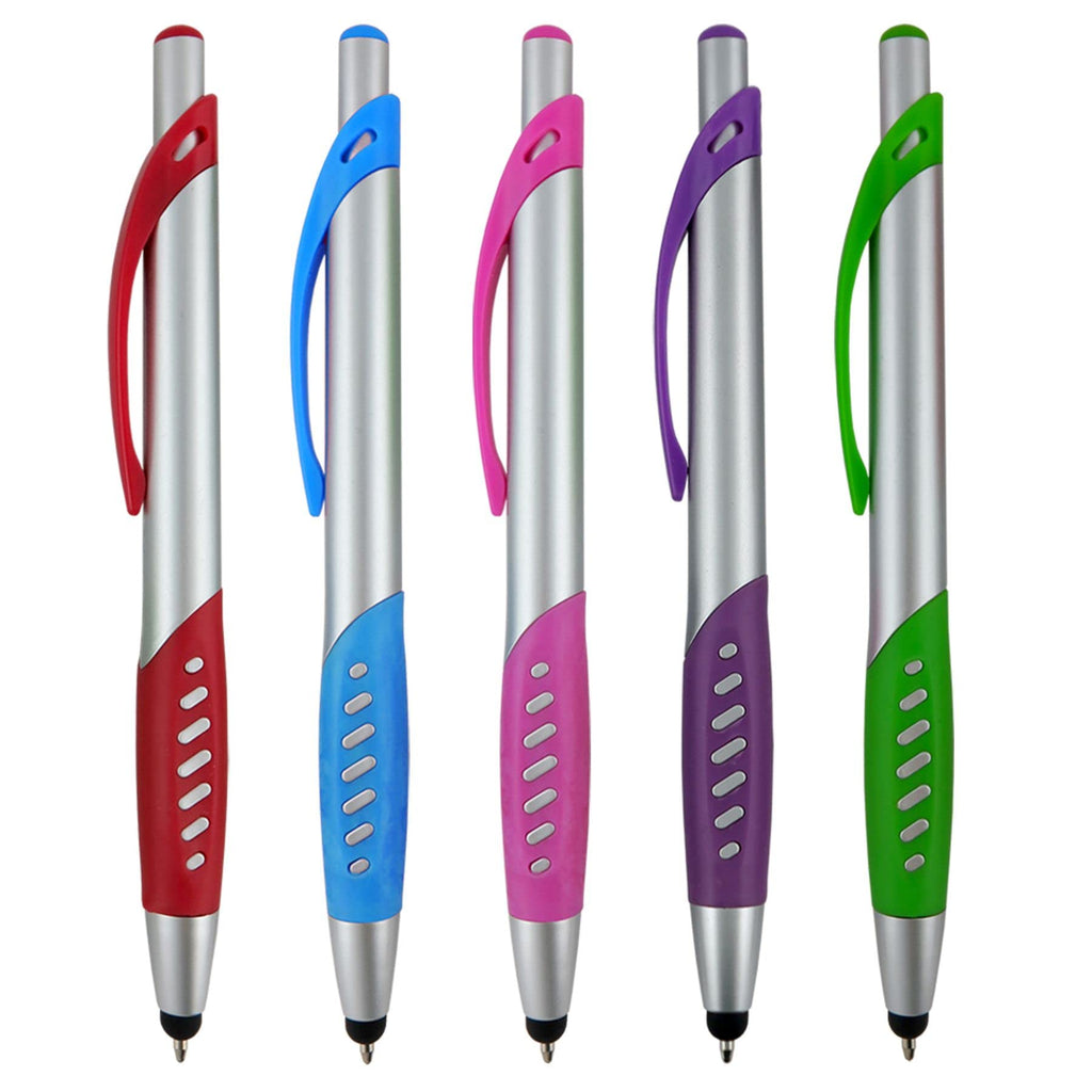 [Australia - AusPower] - 2 in 1 Capacitive Stylus & Ballpoint Pen Comfort Grip for Any Touchscreen Device, iPad, iPhone 6,6 Plus, iPod, Android, Galaxy, Dell, Note, Samsung (Silver-5 Pack) 5 Pack Silver 5 Pack. 