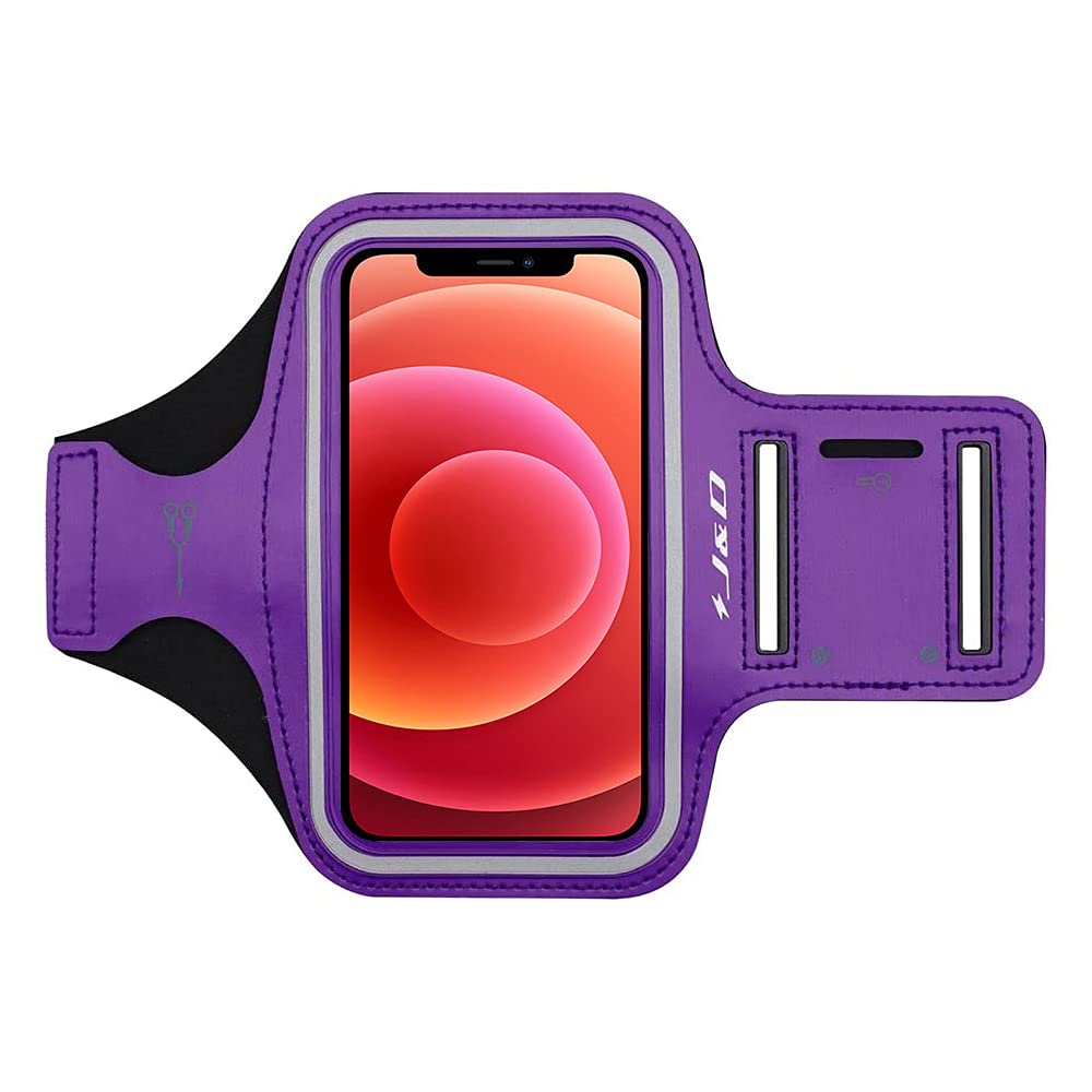 [Australia - AusPower] - J&D Armband Compatible for LG G8 ThinQ/G7/G7 ThinQ/LG G6/LG G6 Plus/G5/G4 Armband, Sports Armband Running Armband with Key Holder Slot, Perfect Earphone Connection While Workout Running Purple 