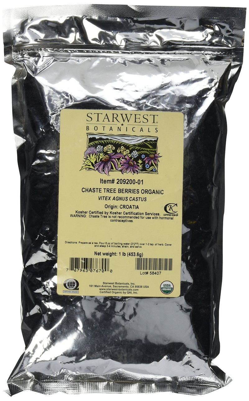 [Australia - AusPower] - Starwest Botanicals Organic Chaste Tree Berries Whole, 1 Lb 
