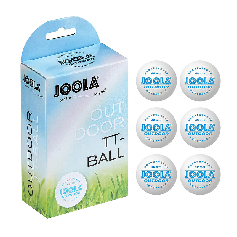 [Australia - AusPower] - JOOLA Outdoor Table Tennis Balls - 6 Pack of 40mm Regulation Size Ping Pong Balls for Training and Recreational Play - Fun as a Cat Toy - Indoor and Outdoor Compatible- White 