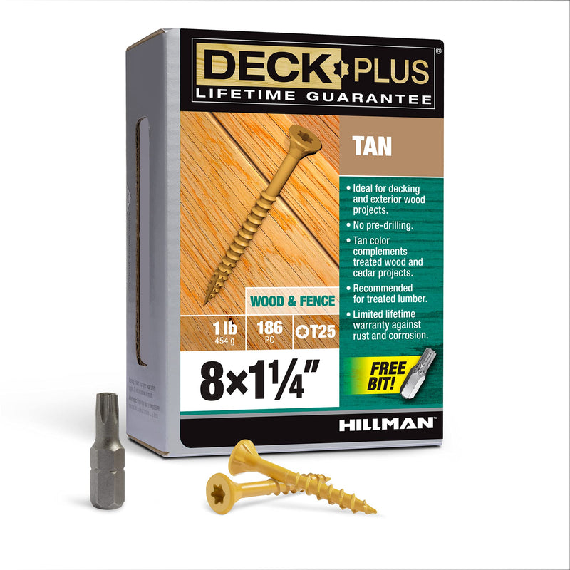 [Australia - AusPower] - Deck Plus 48410 Wood Screws #8 x 1-1/4", Tan, 1lb Box #8 x 1-1/4" 