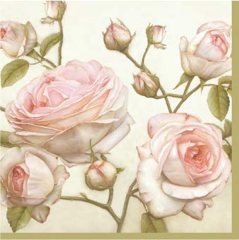 [Australia - AusPower] - Floral Paper Cocktail Napkins 2 X 20pcs Lucy Beauty Pale Pink Roses Decoupage Vintage Shabby Chic 