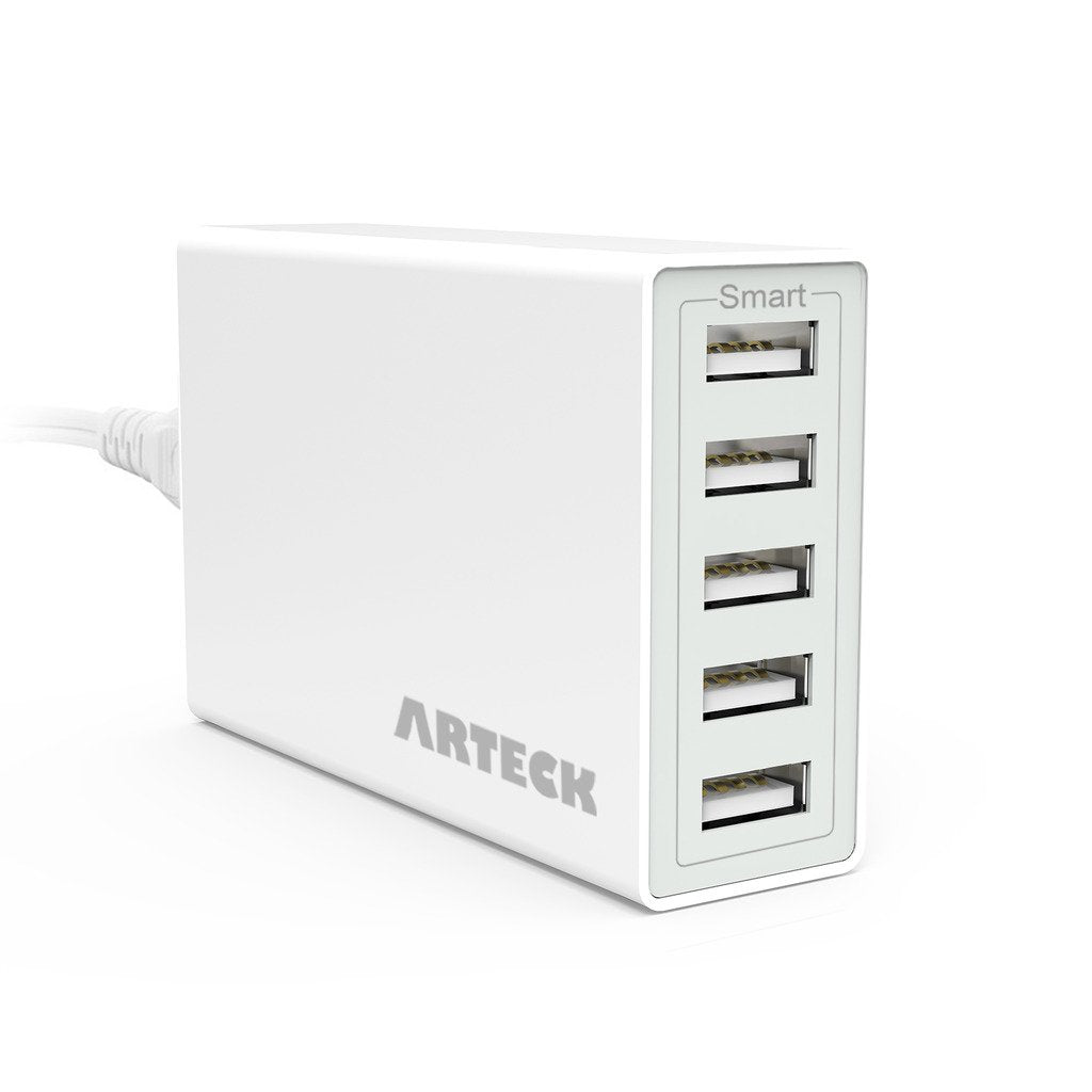 [Australia - AusPower] - Arteck 40W 5-Port 8A High Speed Multiple USB Charger with Smart Technology for iPhone 13, 13 Pro, 13 Pro Max, iPhone 12, iPhone 11, iPhone Mini, Xs, Max, Xr, iPad, Samsung and other Smartphone, Tablet 