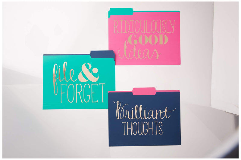 [Australia - AusPower] - Roobee Gold Brilliant Thoughts, Ridiculously Good Ideas, File & Forget Decorative File Folders (Set of 9) 