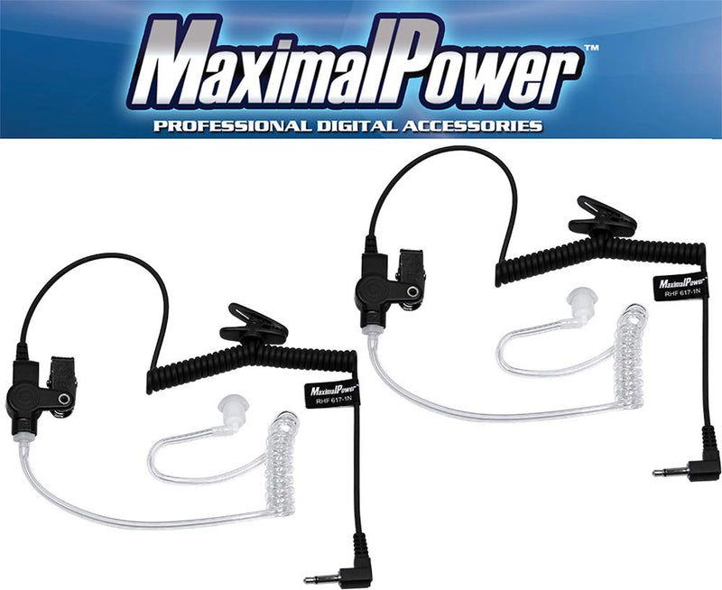 [Australia - AusPower] - MaximalPower RHF 617-1N 3.5mm RECEIVER/LISTEN ONLY Surveillance Headset Earpiece with Clear Acoustic Coil Tube Earbud Audio Kit For Two-Way Radios, Transceivers and Radio Speaker Mics Jacks-2 Pack 