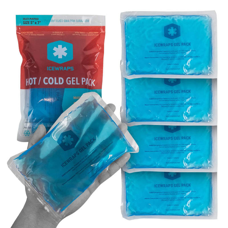 [Australia - AusPower] - ICEWRAPS 5”x7” Gel Ice Packs For Injuries - Reusable | Hot Cold Pack for Injuries, Pain Relief, and Migraines | Soft Ice Pack For Neck, Shoulder, and Knee | Flexible Gel Compress Ice Packs | Pack of 4 