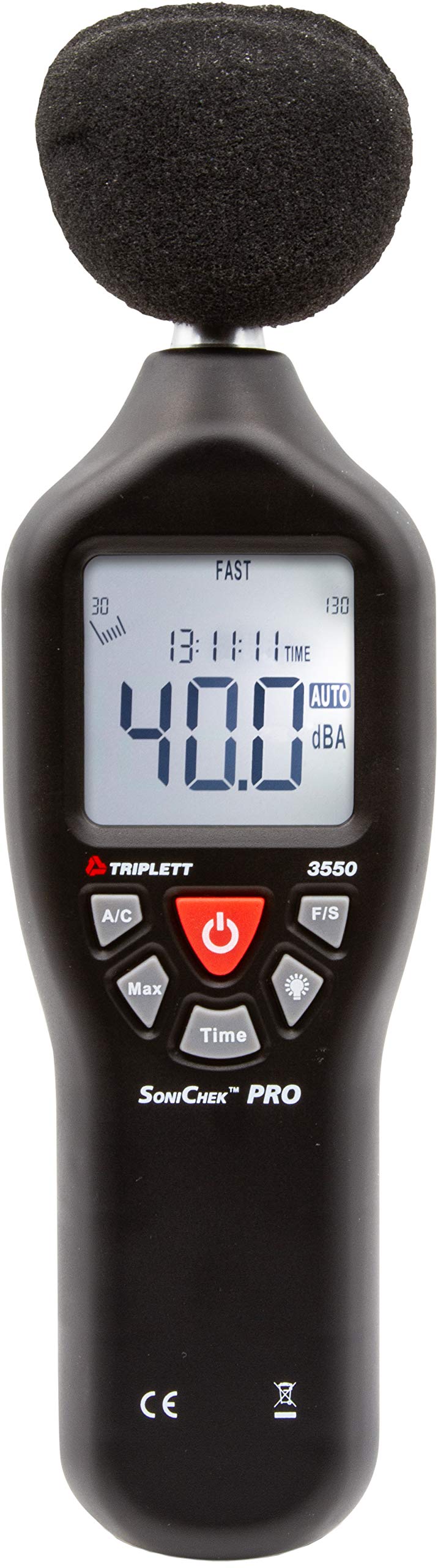 [Australia - AusPower] - Triplett SoniChek PRO Professional Digital Sound Level Meter Designed to EC651 (Type 2) and ANSI S1.4 (Type 2) Standards - A/C Weighted Measurement Reads 30 to 130dB (3550) 3550 SoniChek PRO Standard 