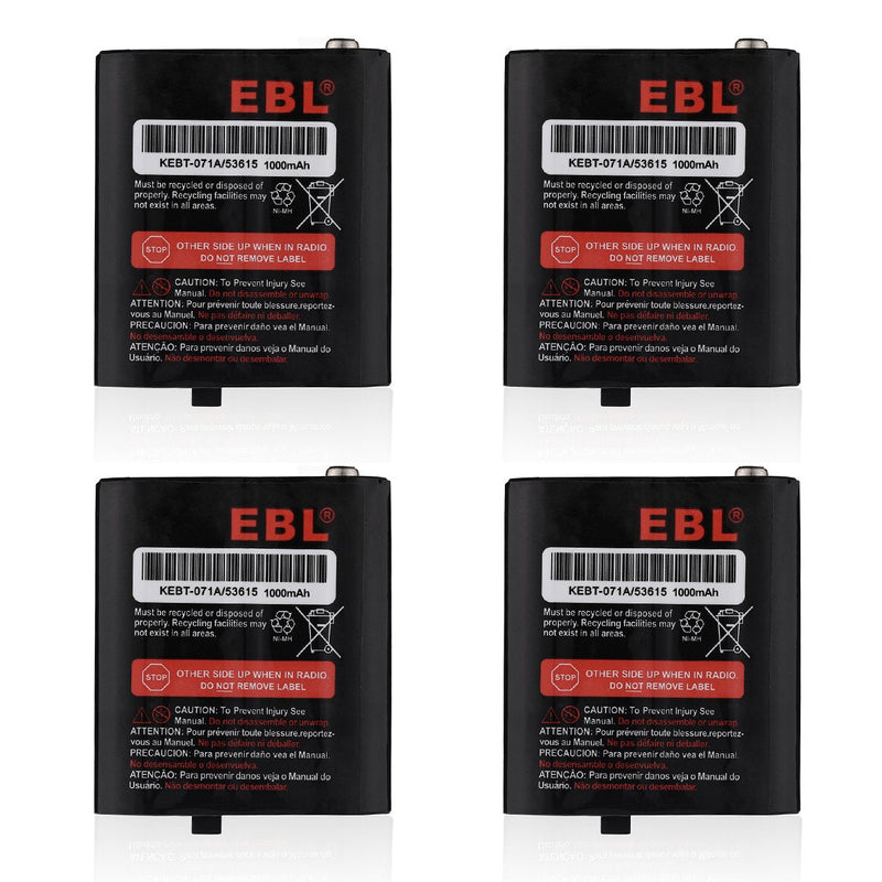 [Australia - AusPower] - EBL Pack of 4 Two-Way Radio Rechargeable Batteries 3.6V 1000mAh for Talkabout 53615 KEBT-071A KEBT-071-B KEBT-071-C KEBT-071-D 4 Pack 