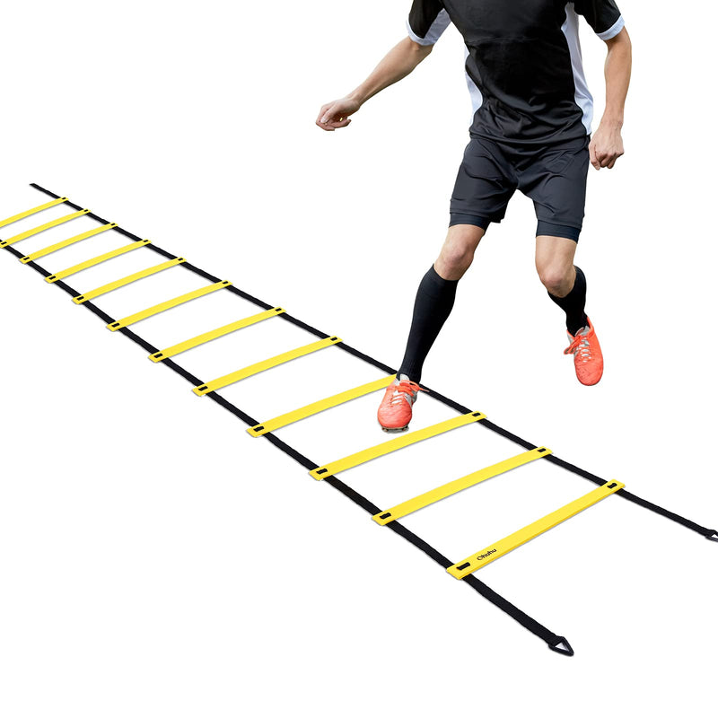 [Australia - AusPower] - Ohuhu Agility Ladder 17ft 12 Rung Speed Training Exercise Ladders for Soccer Football Boxing Footwork Sports Speed Agility Training Equipment with Carry Bag Yellow or Blue 