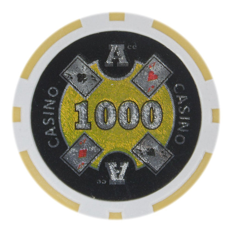 [Australia - AusPower] - Brybelly Ace Casino Poker Chip Heavyweight 14-Gram Clay Composite – Pack of 50 $1000 Yellow 
