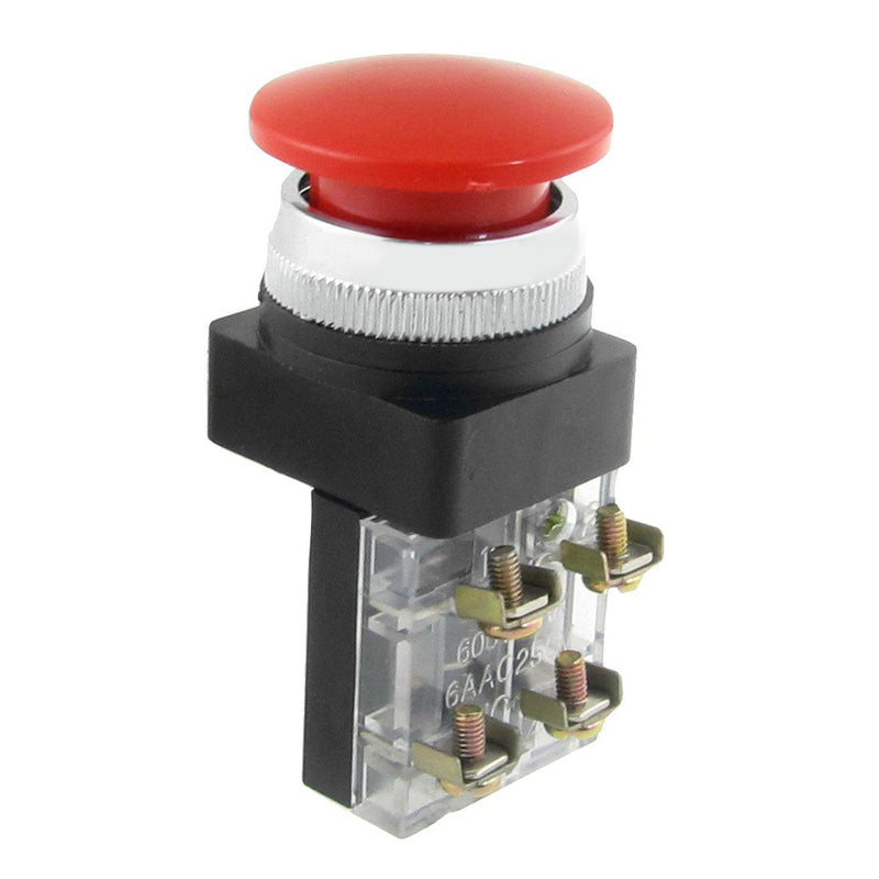 [Australia - AusPower] - uxcell a12042700ux0294 AC 600V 6A 38 mm 1.5" Red Sign Momentary Mushroom Push Button Switch 1 No 1 NC 